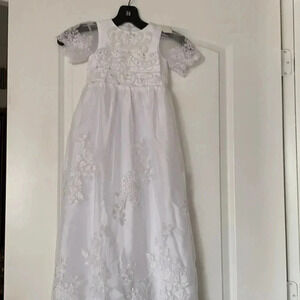 Girls Formal Long Formal Dress With Matching Bonnet Sz 3